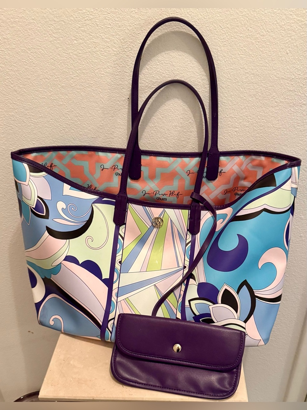 Jean-Pierre Klifa Riviera tote 20”x11.5” with detachable clutch.
